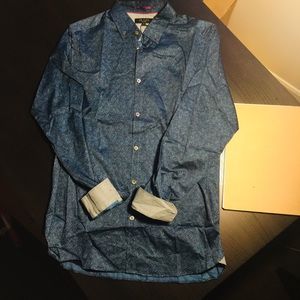Ted Baker LS Teal Zebra print shirt